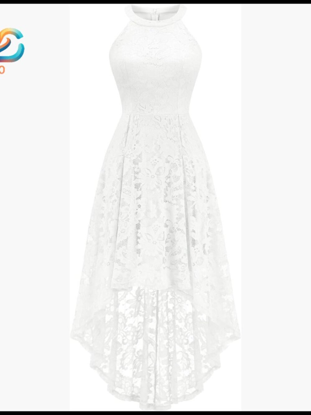 Halter Lace Hi-Lo Cocktail Dress Wedding Guest Formal Bridesmaid